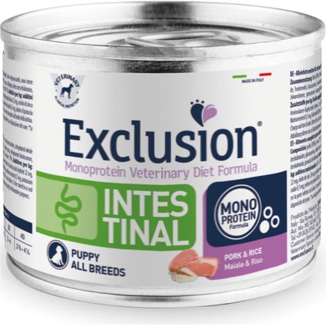 Exclusion DOG INTESTINAL ALL BREEDS PUPPY PORK & RICE - LATTINA 200 G