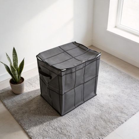 Lot de 3 grands sacs de rangement avec poignées et fermetures éclair, organiseurs de vêtements non tissés résistants à l'humidité pour literie, vêtements, déménagement, voyage (110 l) (1/5)