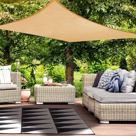 Voile d'ombrage Imperméable Rectangulaire , Toile Ombrage PES Résistant à l'eau, Filet dombrage Rectangle 4x3m, Résistant 98% Protection Rayons UV pour Patio Terrasse Extérieur, Sable 3x4 (1/5)