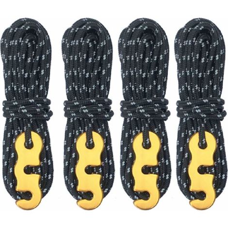 Corde réfléchissante de 4 m pour tente, corde en nylon avec tendeur élastique léger en aluminium pour la fixation de bâches de camping