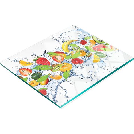 Tabla de cortar decorativa de cristal para cocina con dibujos de frutas y agua, 60x52 cm. (1/5)