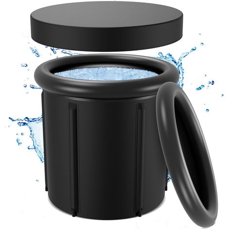 Wolketon Eisbad Ø80cm Erholungsbadewanne Außenbereich, Tragbare Badewanne für Erwachsene, Großes faltbare Eisbaden Tonne, Eistonne, Kaltwassertherapie Wanne Ice Bath, Schwarze