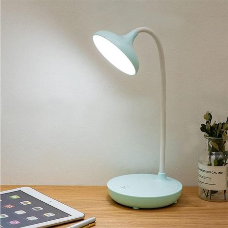 Lampe de Bureau LED Bleue Sans Fil Tactile 3 Niveaux Intensité Lecture Chevet (1/4)