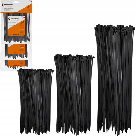 Bridas para cables, surtido de 3 x 100 unidades, duraderas.