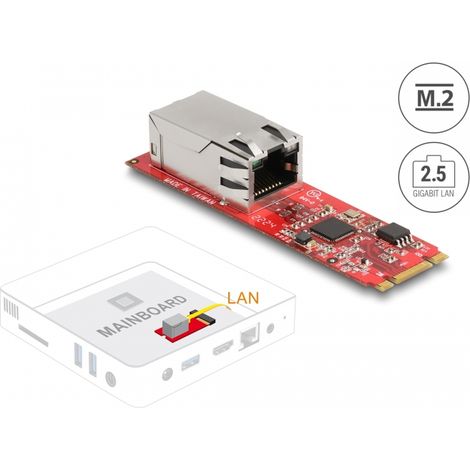 Delock Convertidor M.2 Tecla B+M macho a 1 x RJ45 2,5 Gigabit LAN puerto horizontal