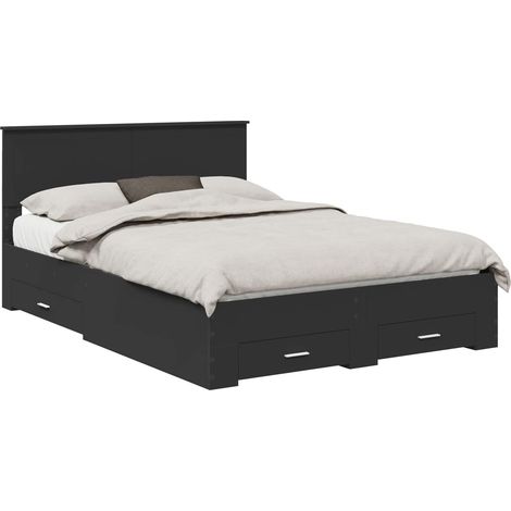 Maison Exclusive - Bettrahmen mit Kopfteil Schwarz 140 x 190 cm H