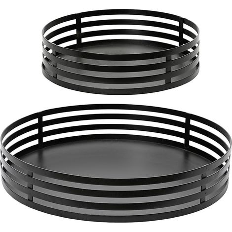 Set aus schwarzen Eisentabletts ø38 und ø28 cm, 2 Einheiten
