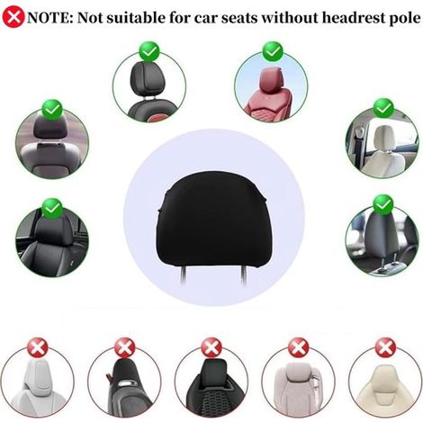 Funda protectora transpirable,Juego de fundas para reposacabezas de coche,Fundas para reposacabezas,5 piezas,Negro (1/4)
