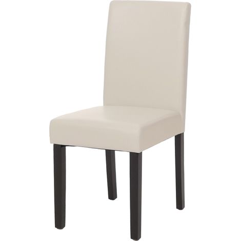 Sedia Littau ecopelle soggiorno cucina sala da pranzo 43x56x90cm bianco piedi scuri (1/5)