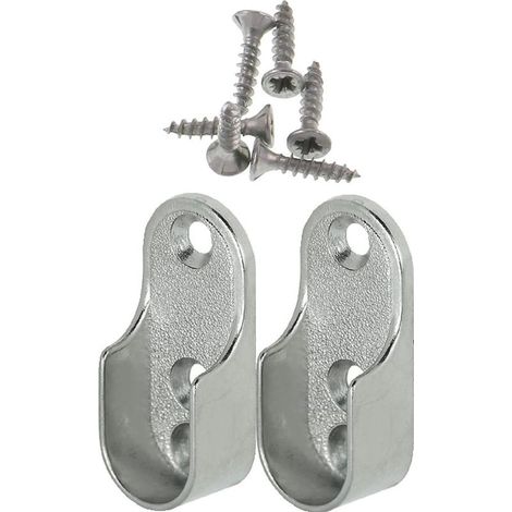 Barra colgante ovalada para muebles OVA, 2 piezas - Soporte de tubo para armario para barra ovalada, acero niquelado, fijación de percha para barra de ropa, soporte de barra de armario de metal (1/4)