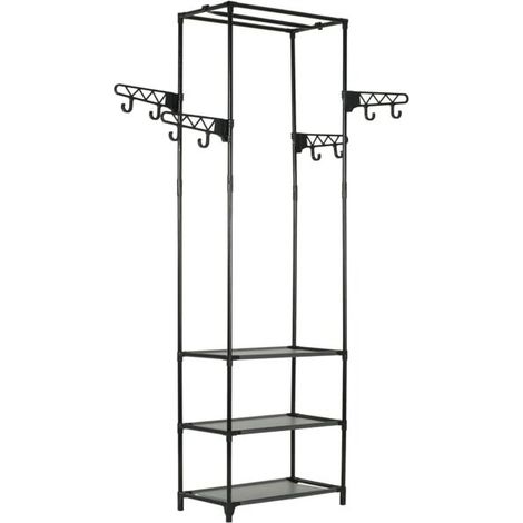vidaXL Kleiderbügel aus Stahl und Vliesstoff, 55 x 28,5 x 175 cm, Schwarz (1/5)