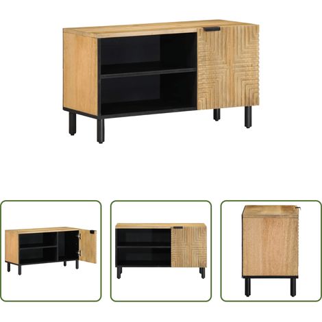 vidaXL TV-Möbel - TV-Schrank Braun 80x31,5x46 cm Massivholz Mango (1/5)