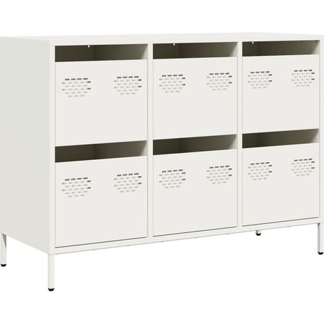 Maison Exclusive - Aparador de acero laminado en frío blanco 101,