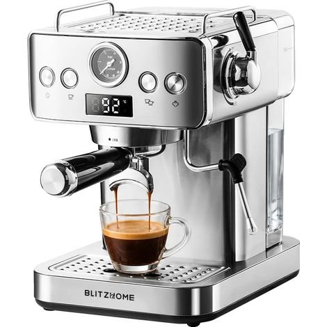 Halbautomatische Espressomaschine, 20 Bar Pumpe, Manometer, Silber, EU (1/2)