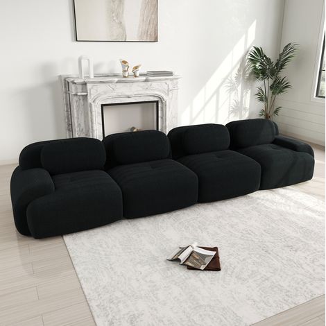 Modulares 4-Sitzer-Sofa aus Cordstoff, schwarz, ohne Montage HAVRYA (1/5)
