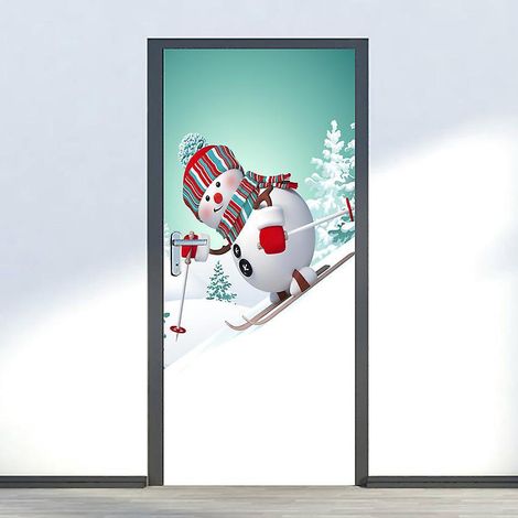 77 X 200 Cm Sticker Portehautocollant Poster De Porte 3d Pre Nol Donnant Aux Enfants Des Cadeaux De Nol Vinyle Affiche De Porte Sticker Mural Papi