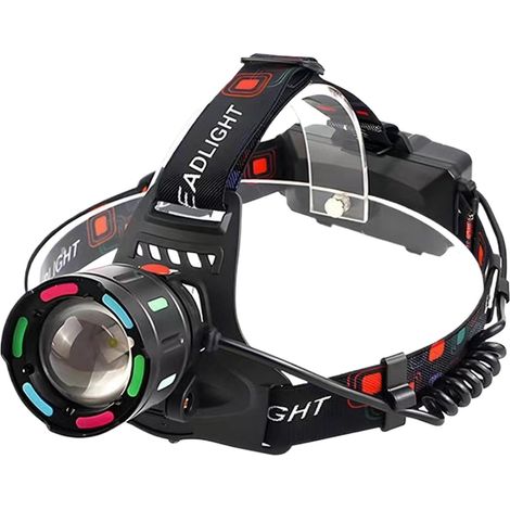 Lampe frontale étanche réglable : lumière portable et résistante intempéries, lampe de travail de nuit, Phare à batterie avec sangle réglable, phare LED haute luminosité pour aventures, camping