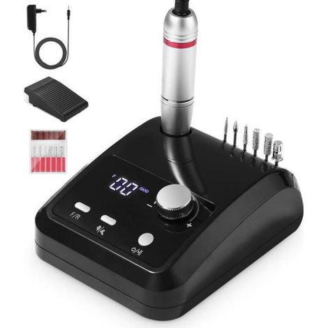 Lime à ongles électrique 6 en 1, 45 000 tr/min, avec pédale (1/5)