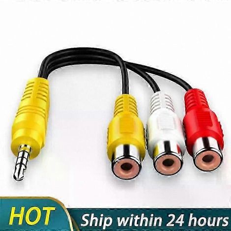 Câble adaptateur jack 3,5 mm vers 3 RCA femelles, mini câble convertisseur AV stéréo/vidéo auxiliaire pour appareils compatibles (1/3)