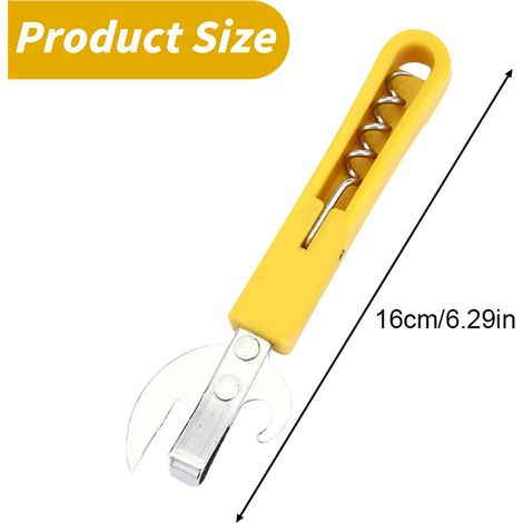 Ouvre-Boîtes - Manche En Bois Ou En Plastique - Pour Boîtes Ronde Et Ovale - Avec Tire-Bouchon Intégré - 1 Pièce (1/5)