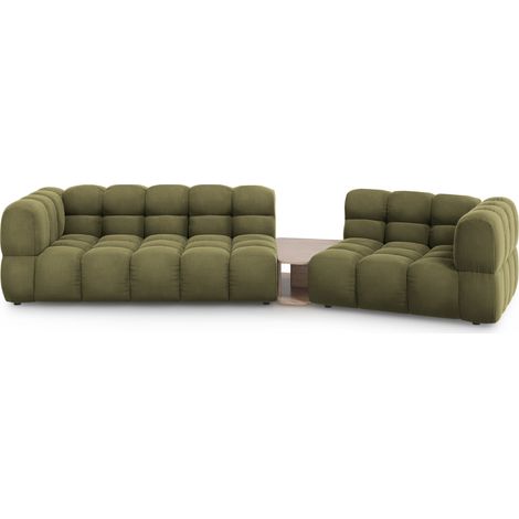 Canapé modulable droit 3 places en velours vert clair (1/5)