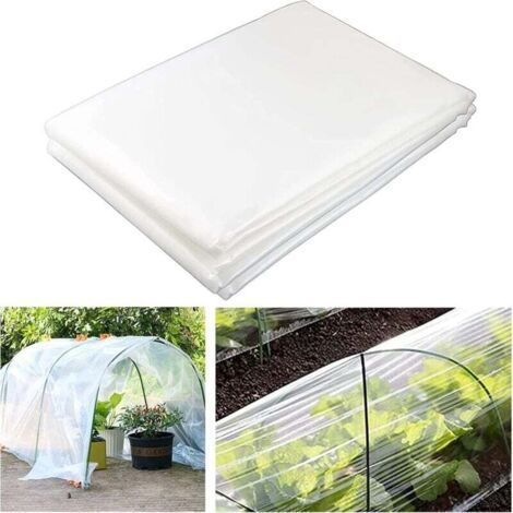 1 pièce de bâche de serre en polyéthylène blanc (2x4m), film de bâche en plastique transparent extra épais pour la protection des serres de plantes de jardin (1/5)