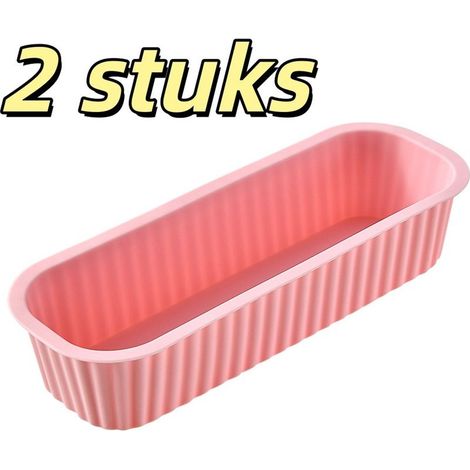 Set of 2 flexible, non-stick silicone miniature bread molds, 16.5 x 6 x 3.5 cm, for bread, cakes, brownies, and meatballs, pink (1/5)