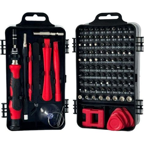 115 en 1 Mini jeu de tournevis(Rouge) de précision jeu de tournevis de précision pour Machine à laver climatiseur réfrigérateur voiture électrique (1/4)