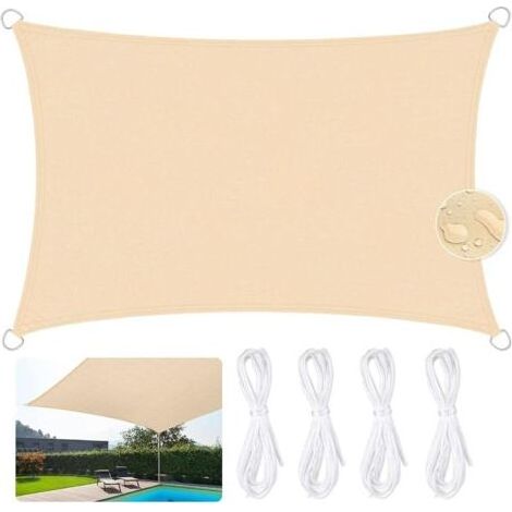 Wasserdichtes, rechteckiges Sonnensegel 3 x 5 m, 95 % UV-Schutz, für Terrasse, Garten und Balkon – Beige (1/4)