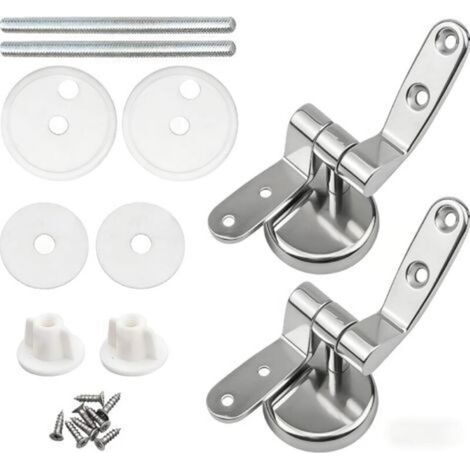 Charnières de Toilettes 1 paire, Charnières de Siège de WC en alliage de zinc, pièces de rechange universelles pour la plupart des couvercles de toilettes en bois, résine synthétique, MDF (1/5)