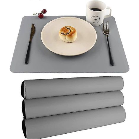 Sets de table en silicone, sets de table pour enfants, lot de 4 sets de table imperméables et résistants à la chaleur (1/5)