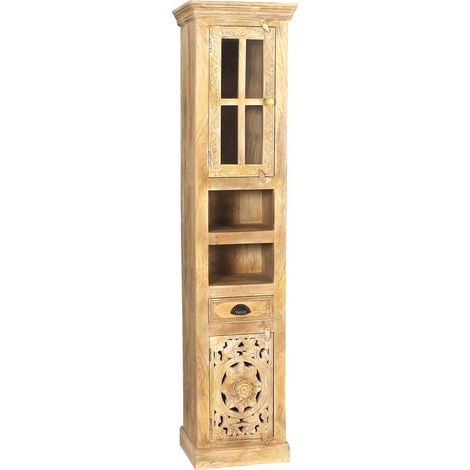 Colonne de salle de bain en bois de manguier sculpté meuble de rangement naturel - PANGIVO (1/5)