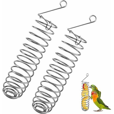 Support pour mangeoire à oiseaux, 2 jouets pour perruches, panier d'alimentation pour perroquets, mangeoire à fruits et légumes, accessoires pour cage à oiseaux avec œillets - (1/5)