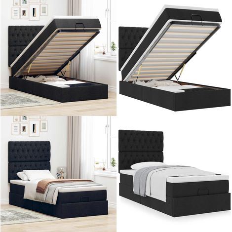 vidaXL Ottoman-Bett mit Matratze Schwarz 80x200 cm Stoff (1/5)