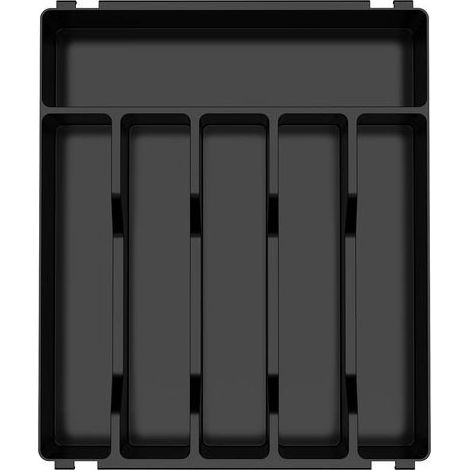 Range Couverts pour Tiroir,6 Compartiments,Organisateur Couverts Tiroir Cuisine,Plastique Rangement Couvert pour Cuillères Fourchettes Couteaux Vaisselle,Robuste,Facile nettoyer,Noir