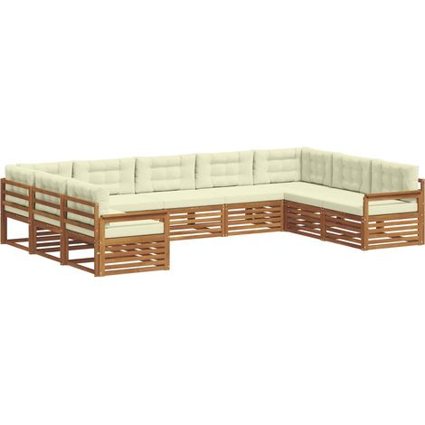 Conjunto de sofás de exterior 9 uds. Natural y Crema vidaXL (1/5)