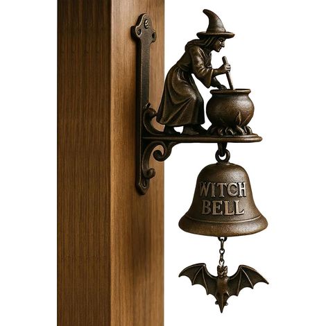 Campanello decorativo per porta - Pranzo all'aperto retrò, campanello in stile fattoria, forma di strega, bassotto, appendiabiti in metallo Cottage rustico, giardino, portico, negozio, cortile, muro,  (1/5)