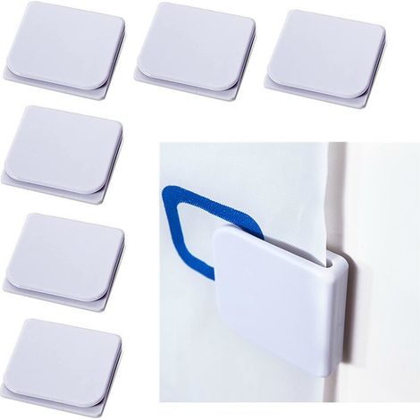Ensemble de 6 supports de rideaux de douche autocollants, blanc, 5x4cm, polyvalent et pratique, pour un usage quotidien (1/5)