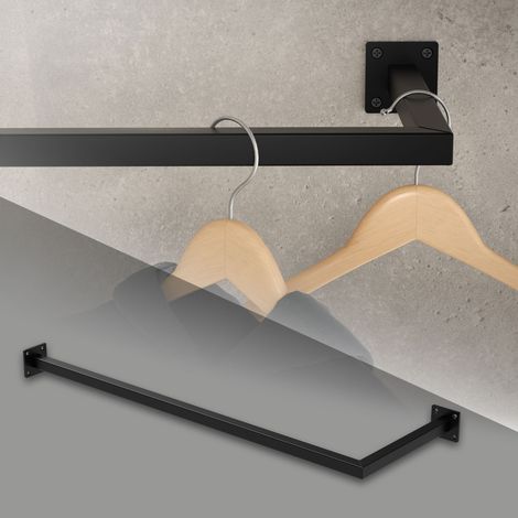 ML-Design Appendiabiti Porta Asciugamani a L con Attacco a Parete 90x30 cm in Acciaio Nero per Bagno Cucina Soggiorno Balcone Camera da Letto Porta Salviette da Muro Salvaspazio Peso Supportato 50 kg (1/5)