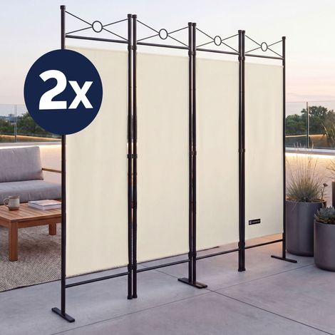 Casaria Set de 2 Paravent Lucca Crème 180x163cm séparateur de pièces brise-vue lavable polyvalent (1/5)