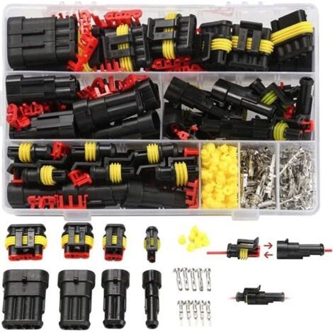 Ensemble de 352 connecteurs étanches, connecteurs électriques mâles et femelles 1/2/3/4 broches pour motos, scooters, voitures, camions et bateaux (1/4)