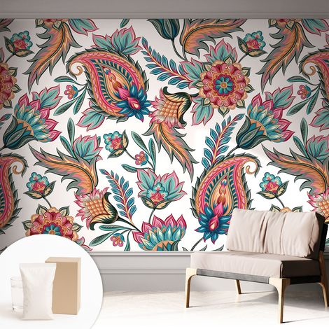 Papier peint avec colle pour décoration moderne de salon chambre à coucher cuisine et bureau Facile Motif oriental 312x219 cm (1/5)