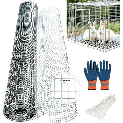 Grillage galvanisé 0.5mx10m maille fine 0,63mm, grille anti rongeur,grillage à poule, enclos lapin, volière, protection anti rongeur, clôture jardin robuste, grillage métallique polyvalent (1/5)