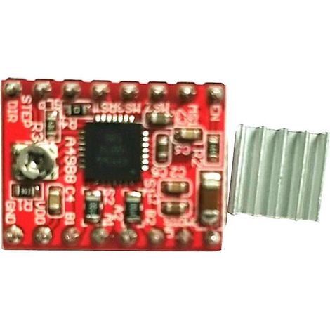 A4988 Schrittmotortreiber-Modulplatine für CNC-3D-Drucker + roter Kühlkörper (1/5)