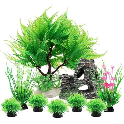Plantes d'aquarium Plastique Décoration et Rocher Polyrésine Grotte Ornement Decoration (1/4)