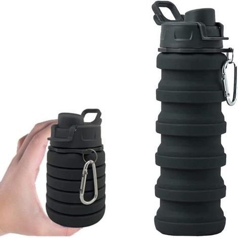 1 Bouteille d'eau, pliable, 500 ml, silicone alimentaire, anti-fuite, camping (1/4)