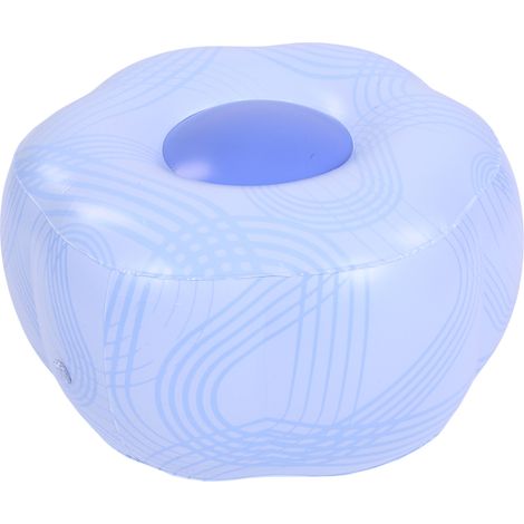 Tabouret Gonflable PVC Imperméable Rayures Bleues 50x26cm Portable Léger pour Camping Festival Extérieur (1/5)