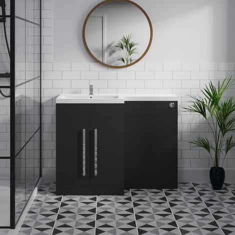 1100mm Matte Black Painting L Shape Bathroom Vanity Sink Unit LH (1/5)