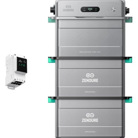 Zendure SolarFlow 1600 AC+ - Stockage AC Plug & Play, compatible avec panneaux solaires, HEMS ZENKI™ 1600W, 1,92 kWh extensible à 11,52 kWh, IP65. avec Compteur intelligent 3CT, 2xAB2000L