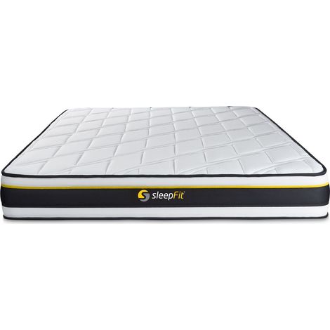Base tapizada blanco + Colchón con espuma 2x80x200